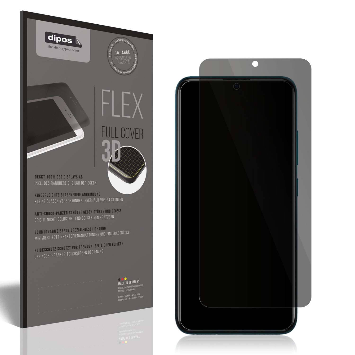 Blickschutzfolie von dipos passend für itel S15 Pro, 100% Displayabdeckung und blasenfreie Montage