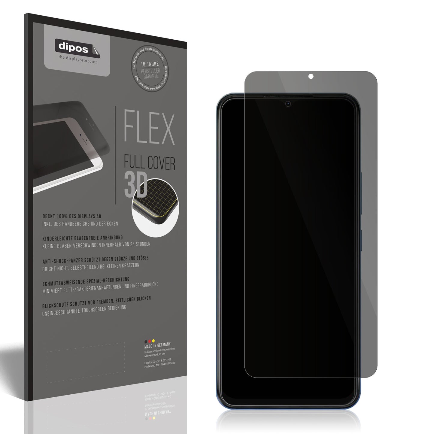 Blickschutzfolie von dipos passend für Itel Vision 3, 100% Displayabdeckung und blasenfreie Montage
