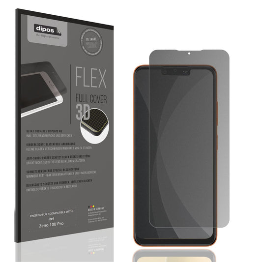Blickschutzfolie von dipos passend für Itel Zeno 100 Pro, 100% Displayabdeckung und blasenfreie Montage
