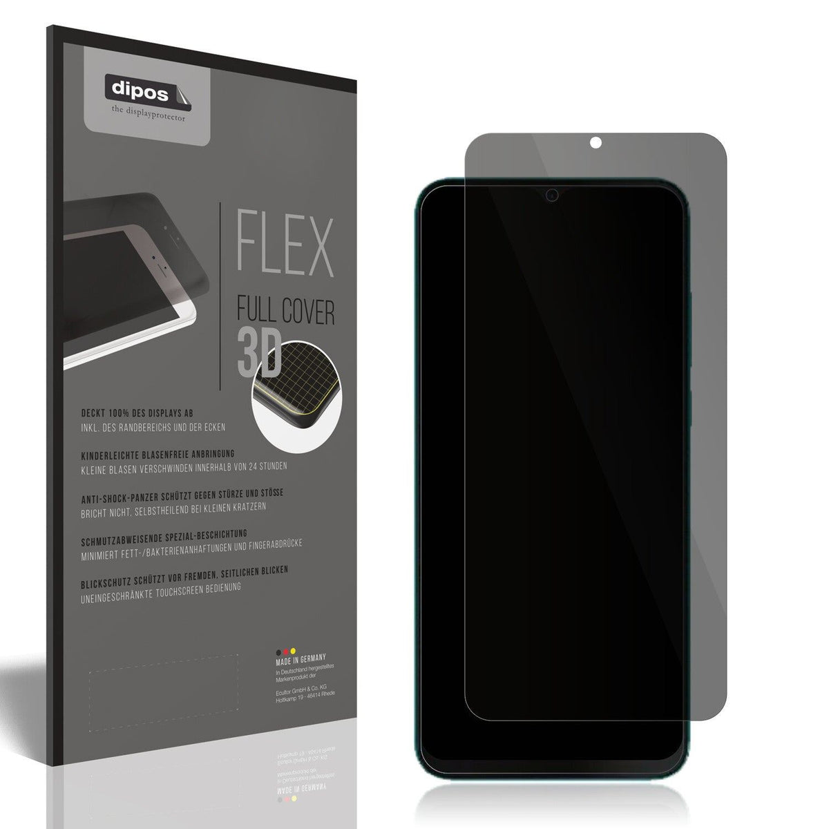 Blickschutzfolie von dipos passend für Micromax In 2b, 100% Displayabdeckung und blasenfreie Montage