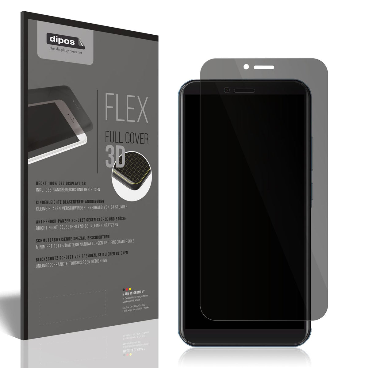Blickschutzfolie von dipos passend für Mobicel PX10, 100% Displayabdeckung und blasenfreie Montage