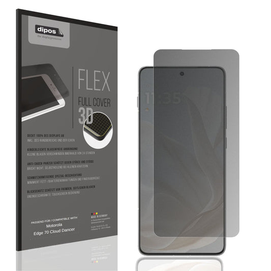 Blickschutzfolie von dipos passend für Motorola Edge 70 Cloud Dancer, 100% Displayabdeckung und blasenfreie Montage