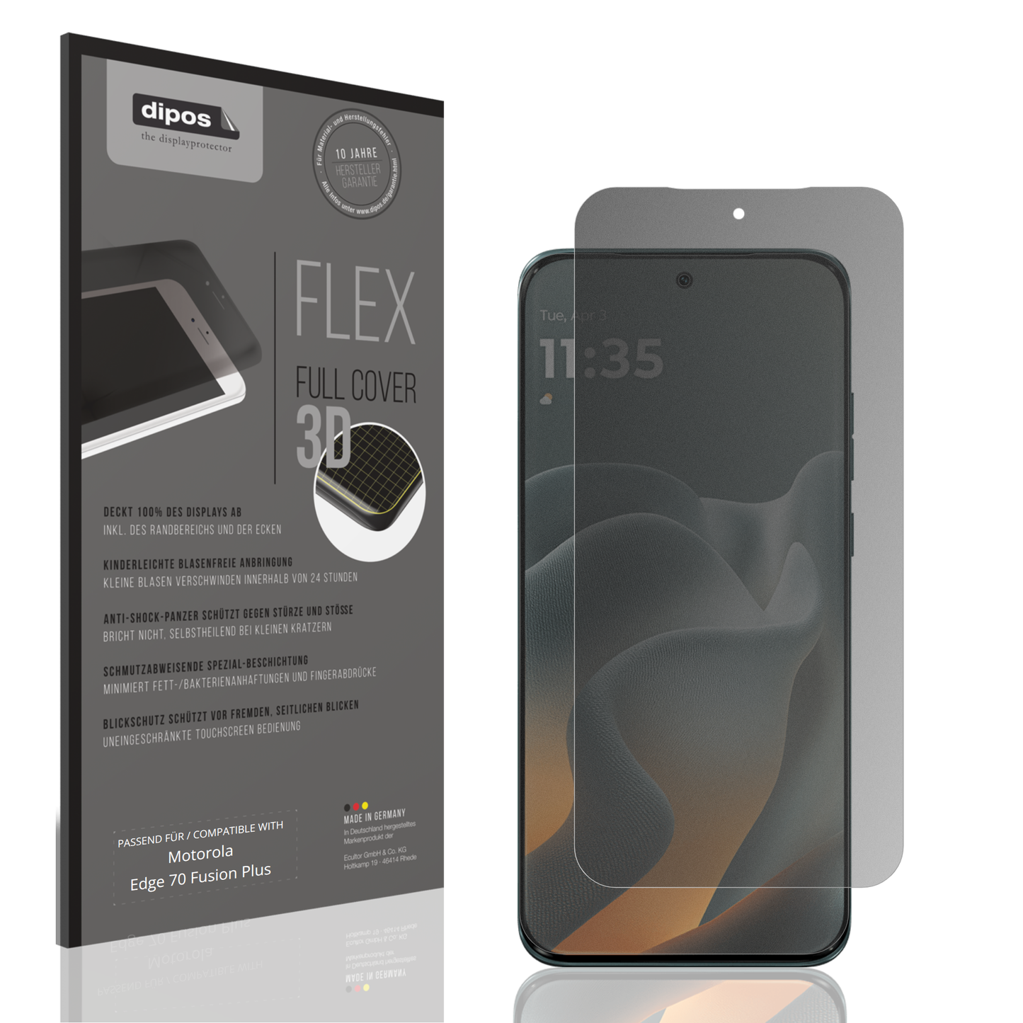 Blickschutzfolie von dipos passend für Motorola Edge 70 Fusion Plus, 100% Displayabdeckung und blasenfreie Montage