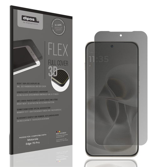 Blickschutzfolie von dipos passend für Motorola Edge 70 Pro, 100% Displayabdeckung und blasenfreie Montage