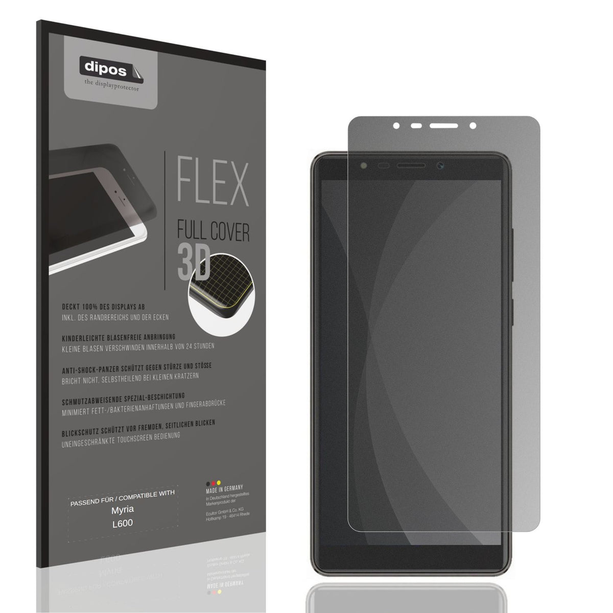 Blickschutzfolie von dipos passend für Myria L600, 100% Displayabdeckung und blasenfreie Montage