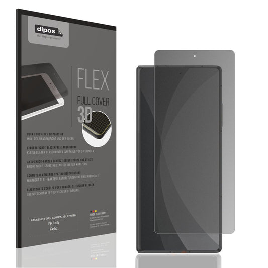 Blickschutzfolie von dipos passend für Nubia Fold Aussenseite, 100% Displayabdeckung und blasenfreie Montage