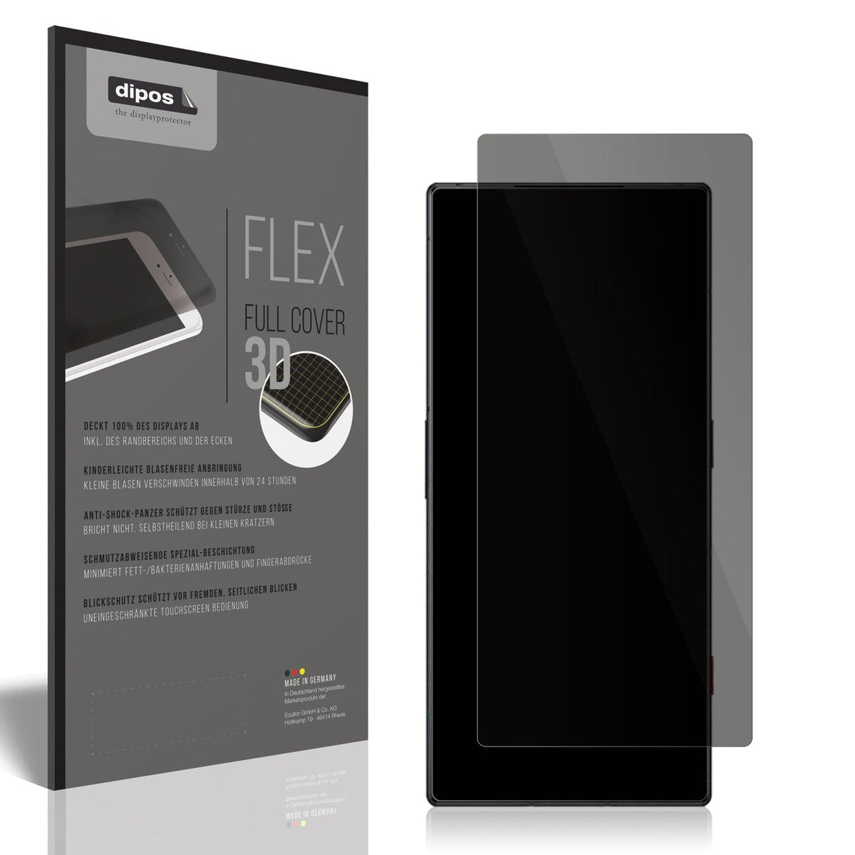 Blickschutzfolie von dipos passend für Nubia Red Magic 8 Pro Plus, 100% Displayabdeckung und blasenfreie Montage