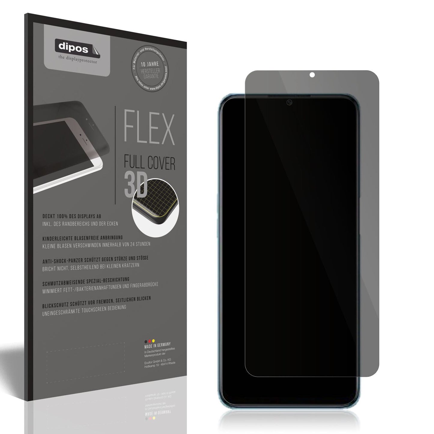 Blickschutzfolie von dipos passend für Oppo A56s, 100% Displayabdeckung und blasenfreie Montage