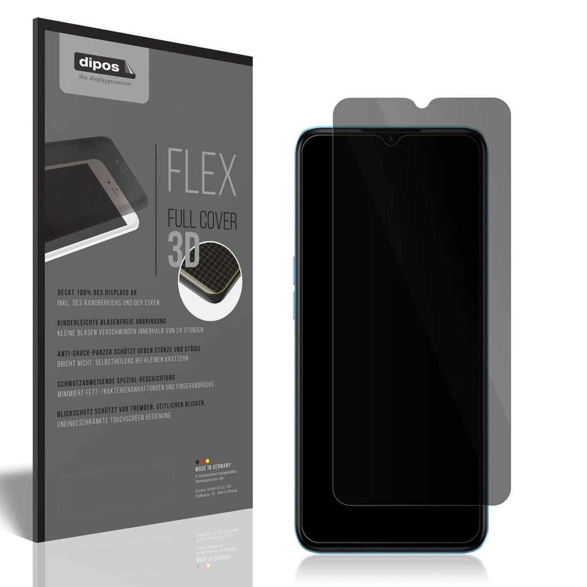 Blickschutzfolie von dipos passend für Oppo A57 5G, 100% Displayabdeckung und blasenfreie Montage