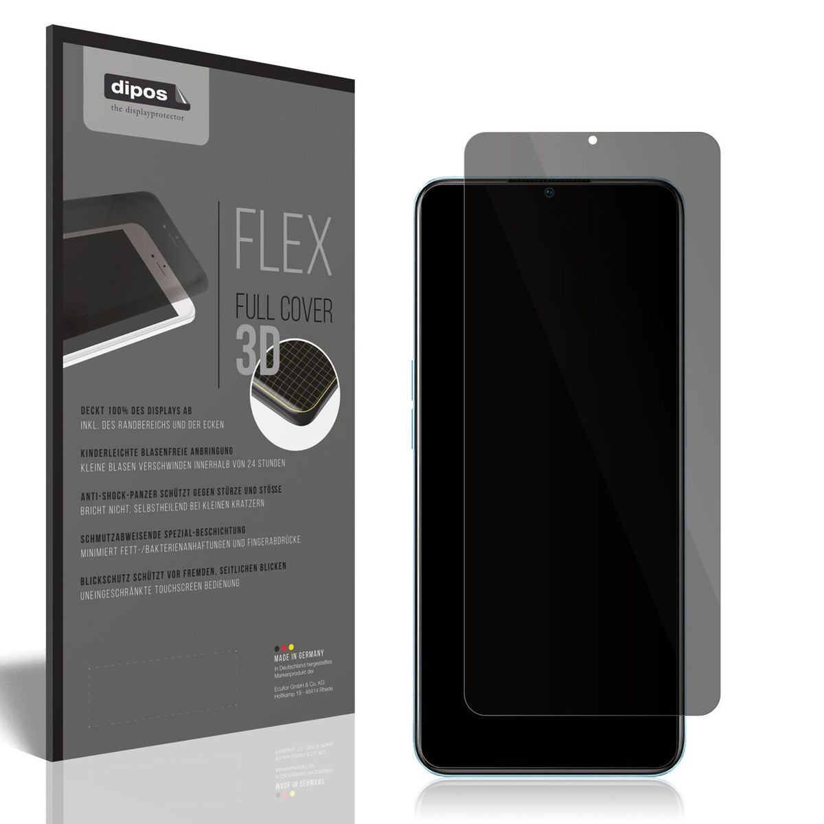 Blickschutzfolie von dipos passend für Oppo A58, 100% Displayabdeckung und blasenfreie Montage