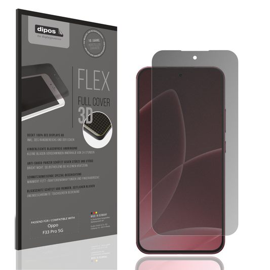 Blickschutzfolie von dipos passend für Oppo F33 Pro 5G, 100% Displayabdeckung und blasenfreie Montage
