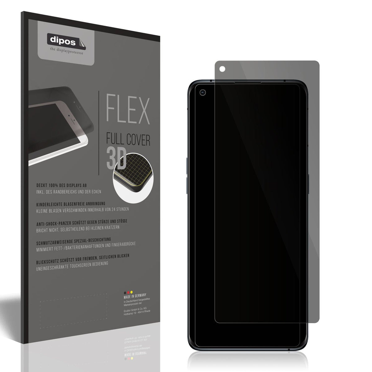 Blickschutzfolie von dipos passend für Oppo Find X3 Pro, 100% Displayabdeckung und blasenfreie Montage