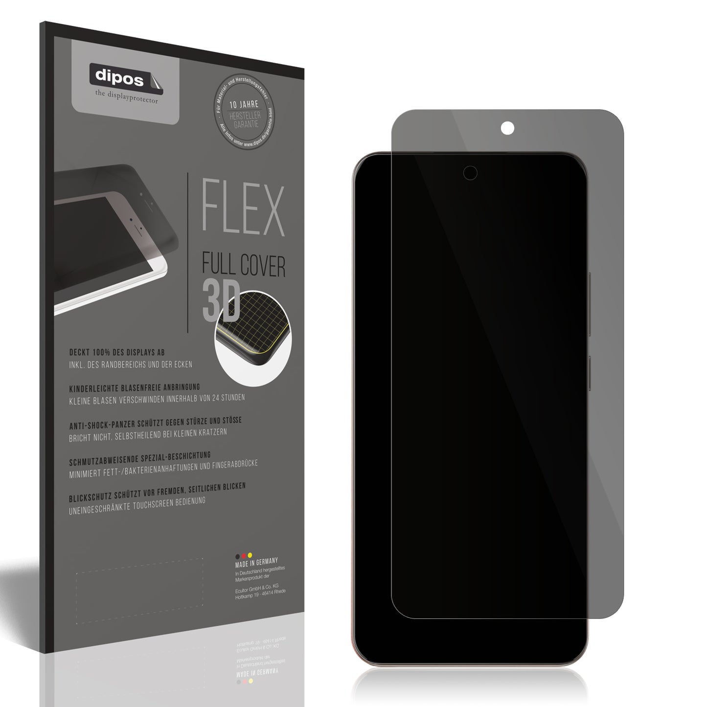 Blickschutzfolie von dipos passend für Oppo Reno 12 5G, 100% Displayabdeckung und blasenfreie Montage