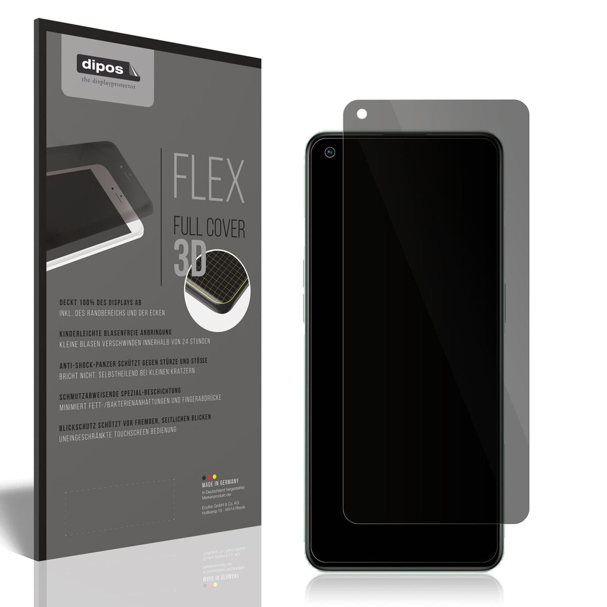 Blickschutzfolie von dipos passend für Oppo Reno 8 Lite, 100% Displayabdeckung und blasenfreie Montage