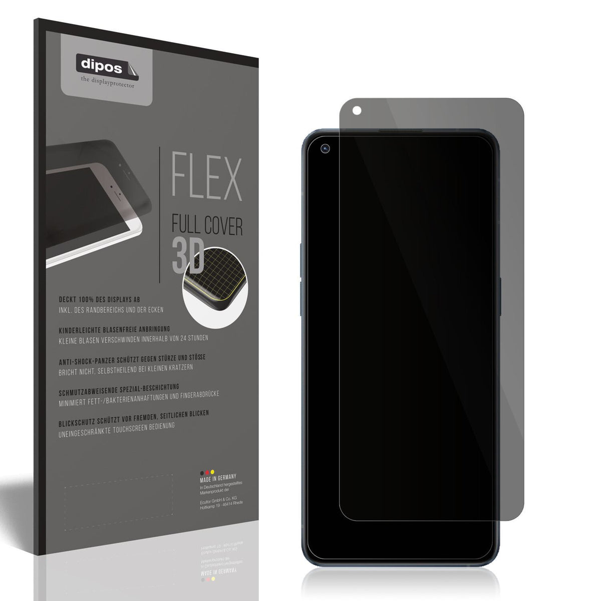 Blickschutzfolie von dipos passend für Oppo Reno6, 100% Displayabdeckung und blasenfreie Montage