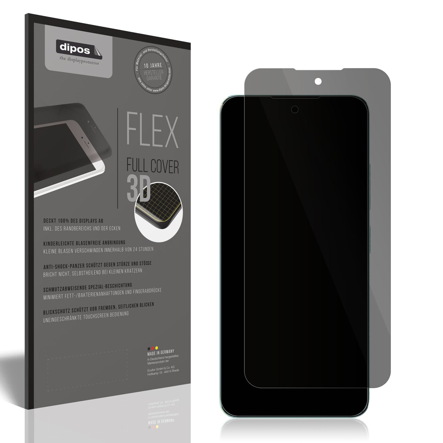 Blickschutzfolie von dipos passend für Oukitel C58 Pro, 100% Displayabdeckung und blasenfreie Montage