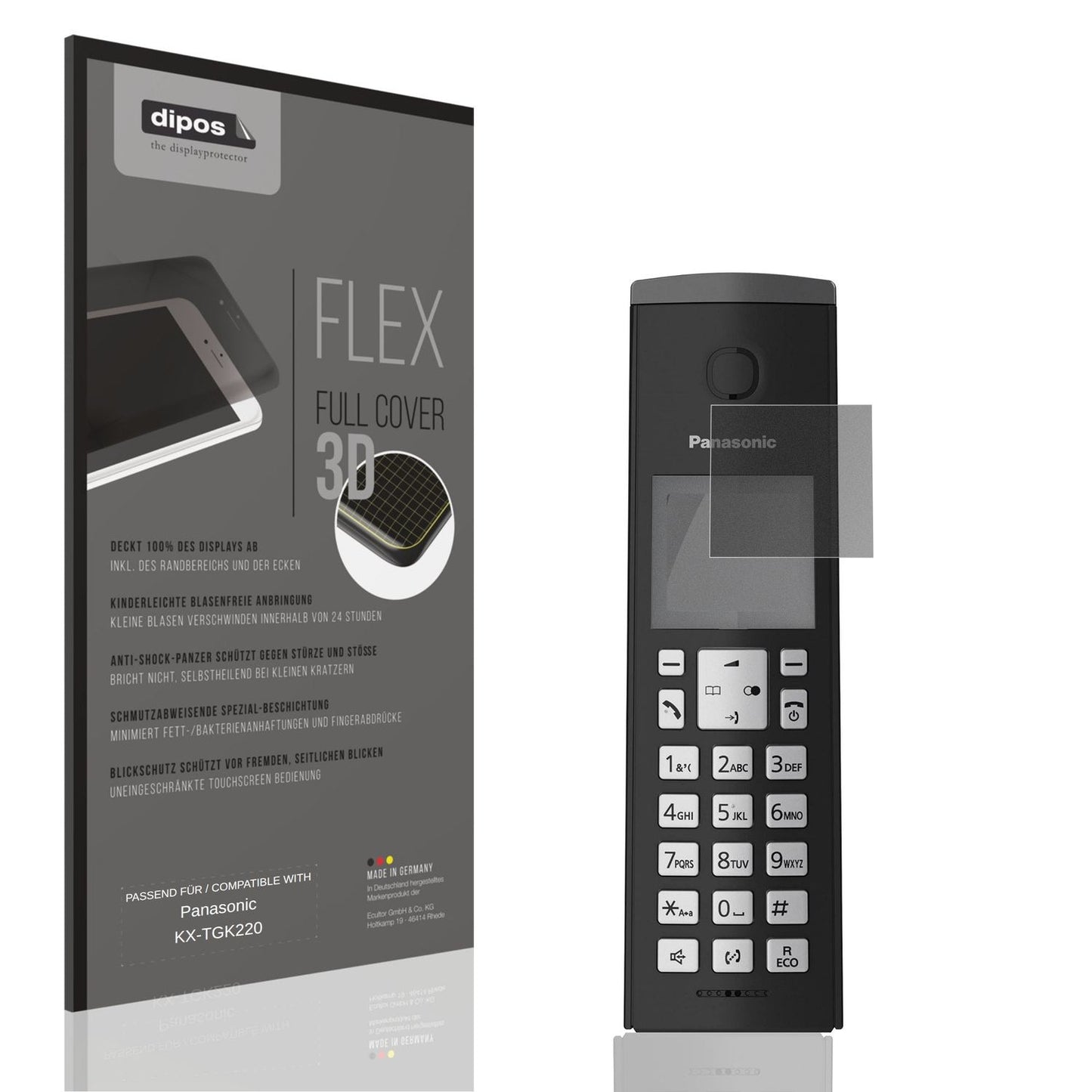 Blickschutzfolie von dipos passend für Panasonic KX-TGK220, 100% Displayabdeckung und blasenfreie Montage