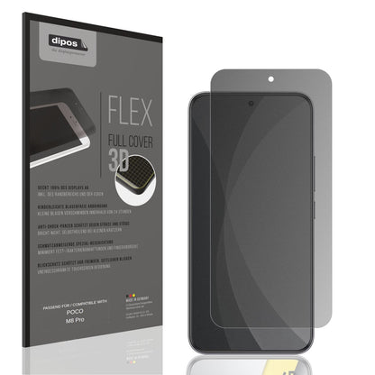 Blickschutzfolie von dipos passend für POCO M8 Pro, 100% Displayabdeckung und blasenfreie Montage