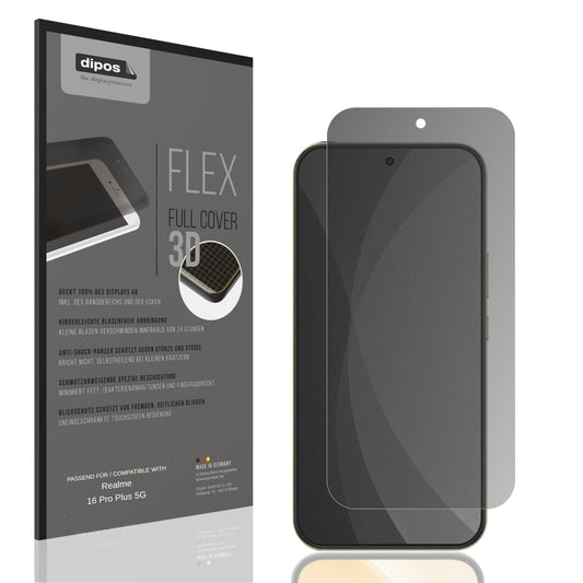Blickschutzfolie von dipos passend für Realme 16 Pro Plus 5G, 100% Displayabdeckung und blasenfreie Montage