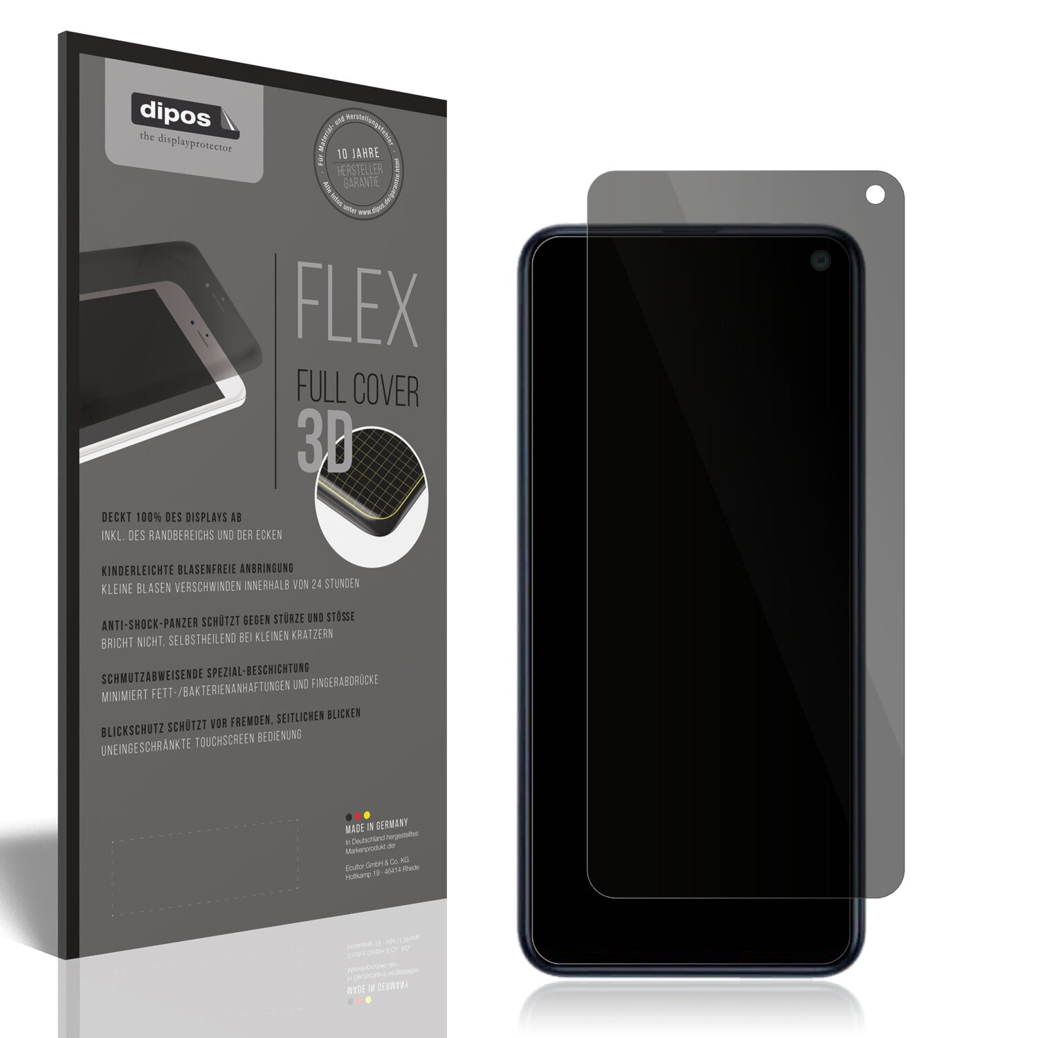 Blickschutzfolie von dipos passend für Samsung Galaxy F52, 100% Displayabdeckung und blasenfreie Montage