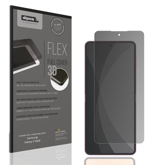 Blickschutzfolie von dipos passend für Samsung Galaxy Z Flip8 Innenseite, 100% Displayabdeckung und blasenfreie Montage