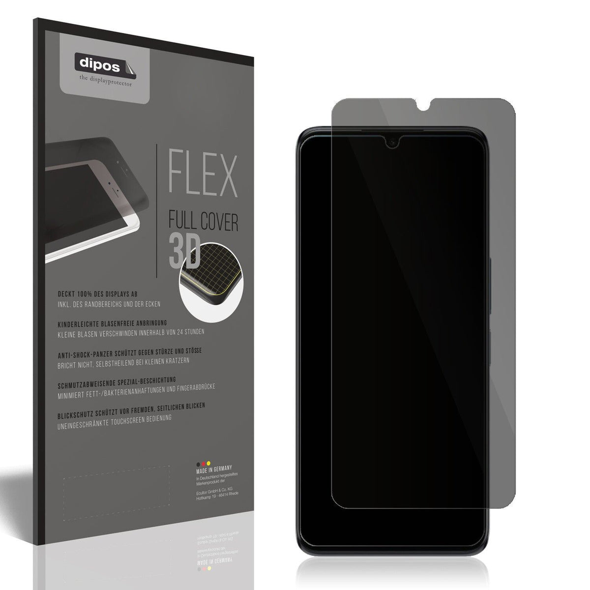 Blickschutzfolie von dipos passend für TCL 30 Plus, 100% Displayabdeckung und blasenfreie Montage