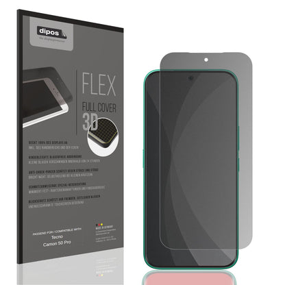 Blickschutzfolie von dipos passend für Tecno Camon 50 Pro, 100% Displayabdeckung und blasenfreie Montage