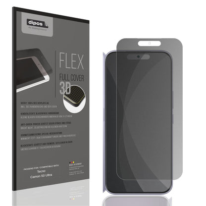 Blickschutzfolie von dipos passend für Tecno Camon 50 Ultra, 100% Displayabdeckung und blasenfreie Montage