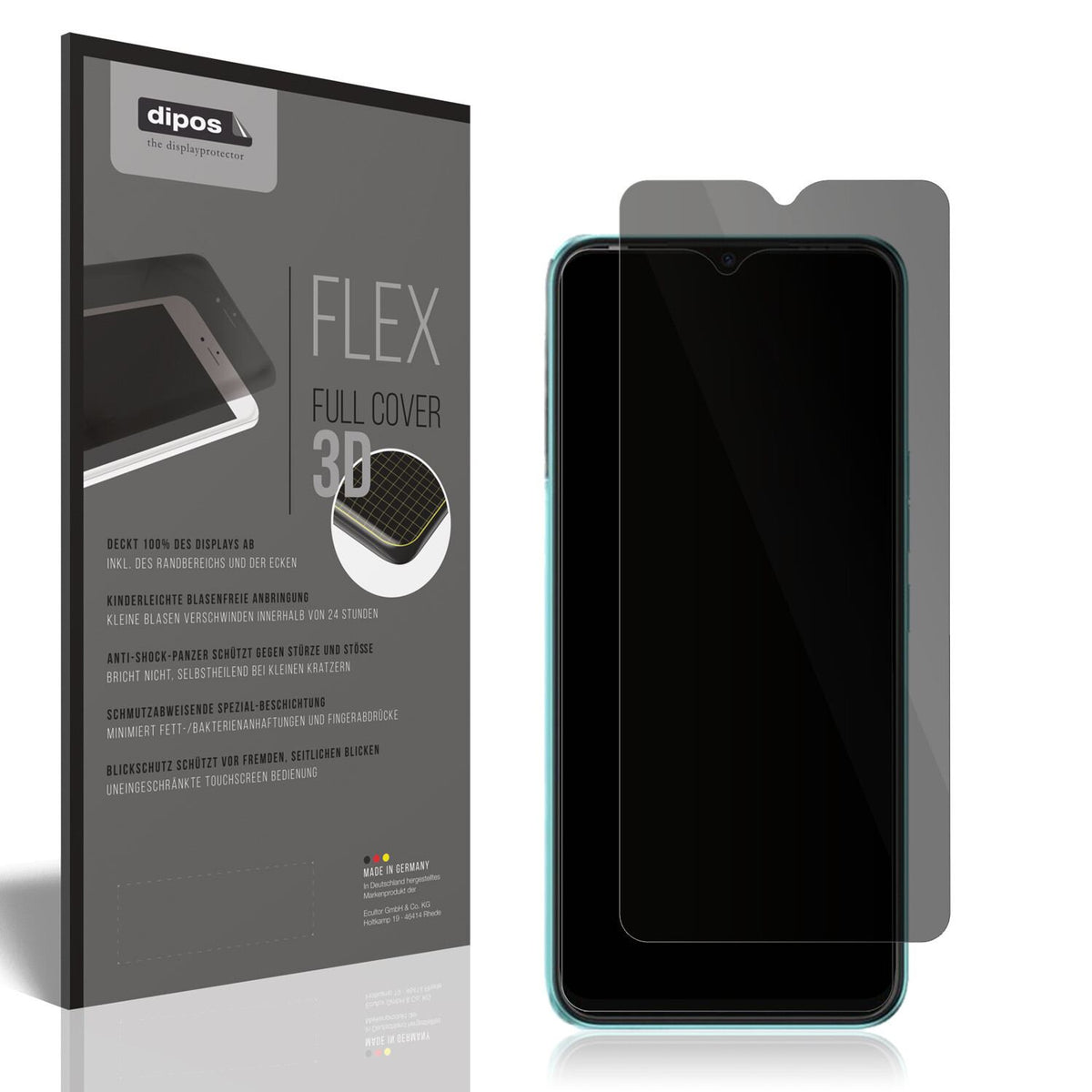 Blickschutzfolie von dipos passend für Tecno Spark Go 2022, 100% Displayabdeckung und blasenfreie Montage
