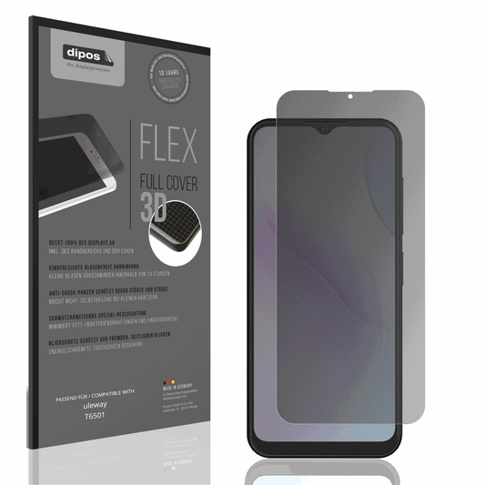 Blickschutzfolie von dipos passend für uleway T6501, 100% Displayabdeckung und blasenfreie Montage