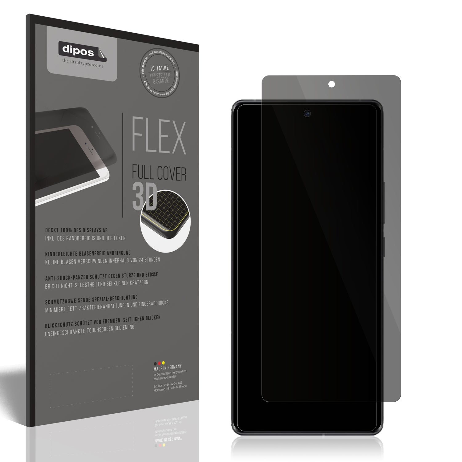 Blickschutzfolie von dipos passend für Vivo IQOO 10 Pro, 100% Displayabdeckung und blasenfreie Montage