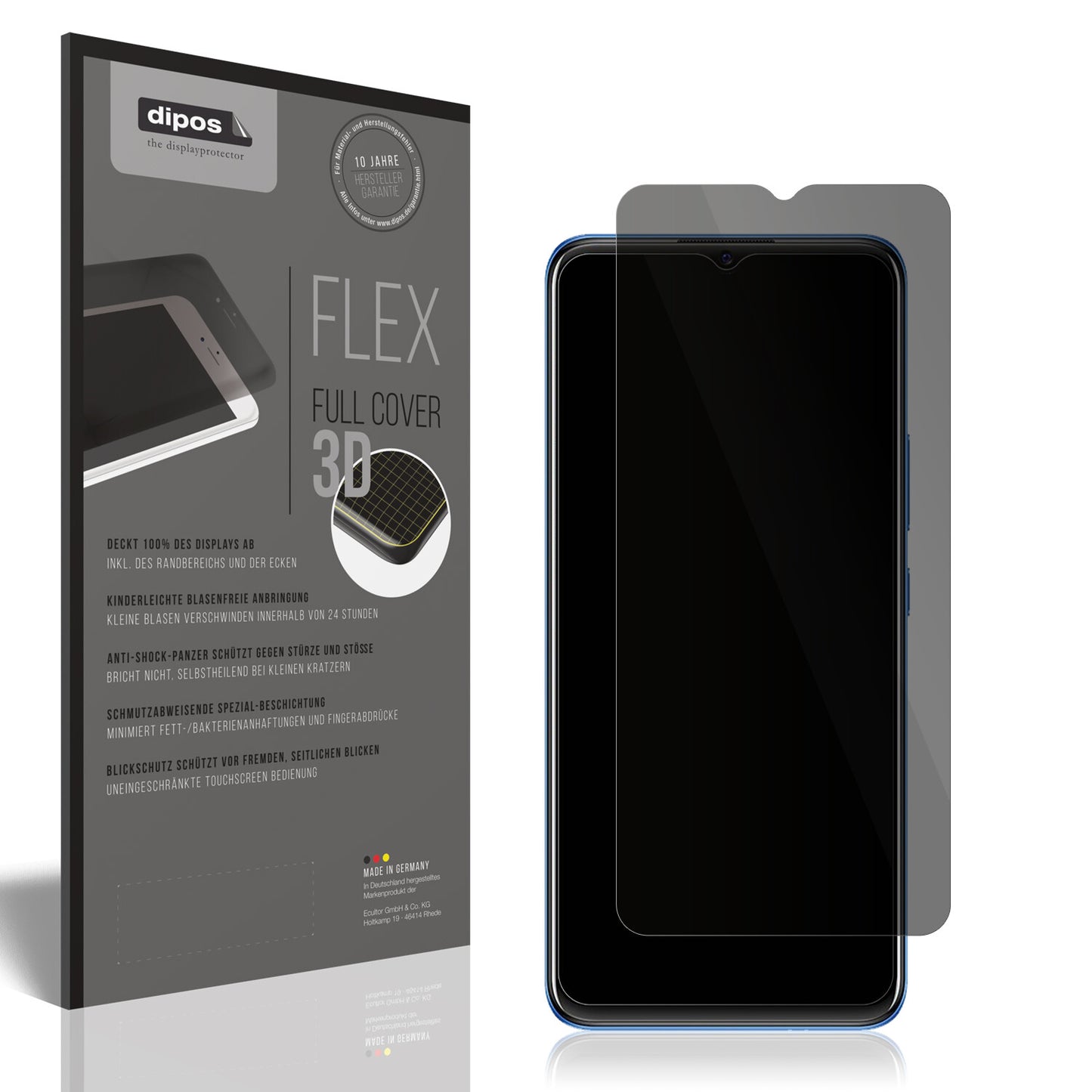 Blickschutzfolie von dipos passend für Vivo Y01, 100% Displayabdeckung und blasenfreie Montage