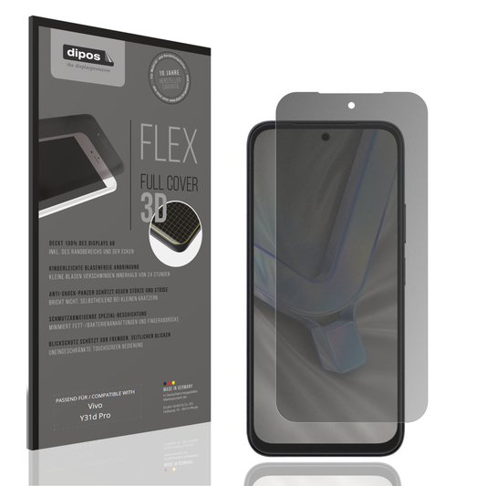 Blickschutzfolie von dipos passend für Vivo Y31d Pro, 100% Displayabdeckung und blasenfreie Montage