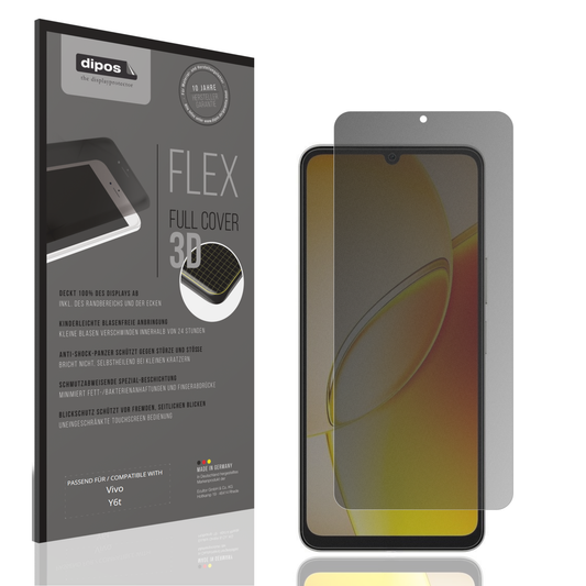 Blickschutzfolie von dipos passend für Vivo Y6t, 100% Displayabdeckung und blasenfreie Montage