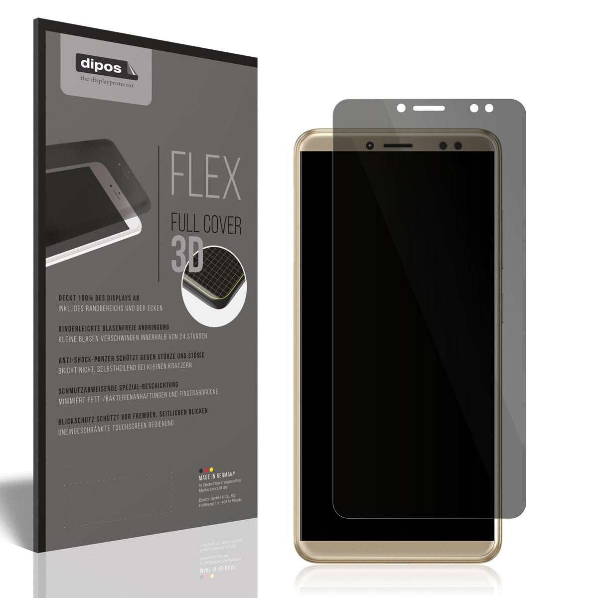 Blickschutzfolie von dipos passend für Walton Primo S6 Infinity, 100% Displayabdeckung und blasenfreie Montage