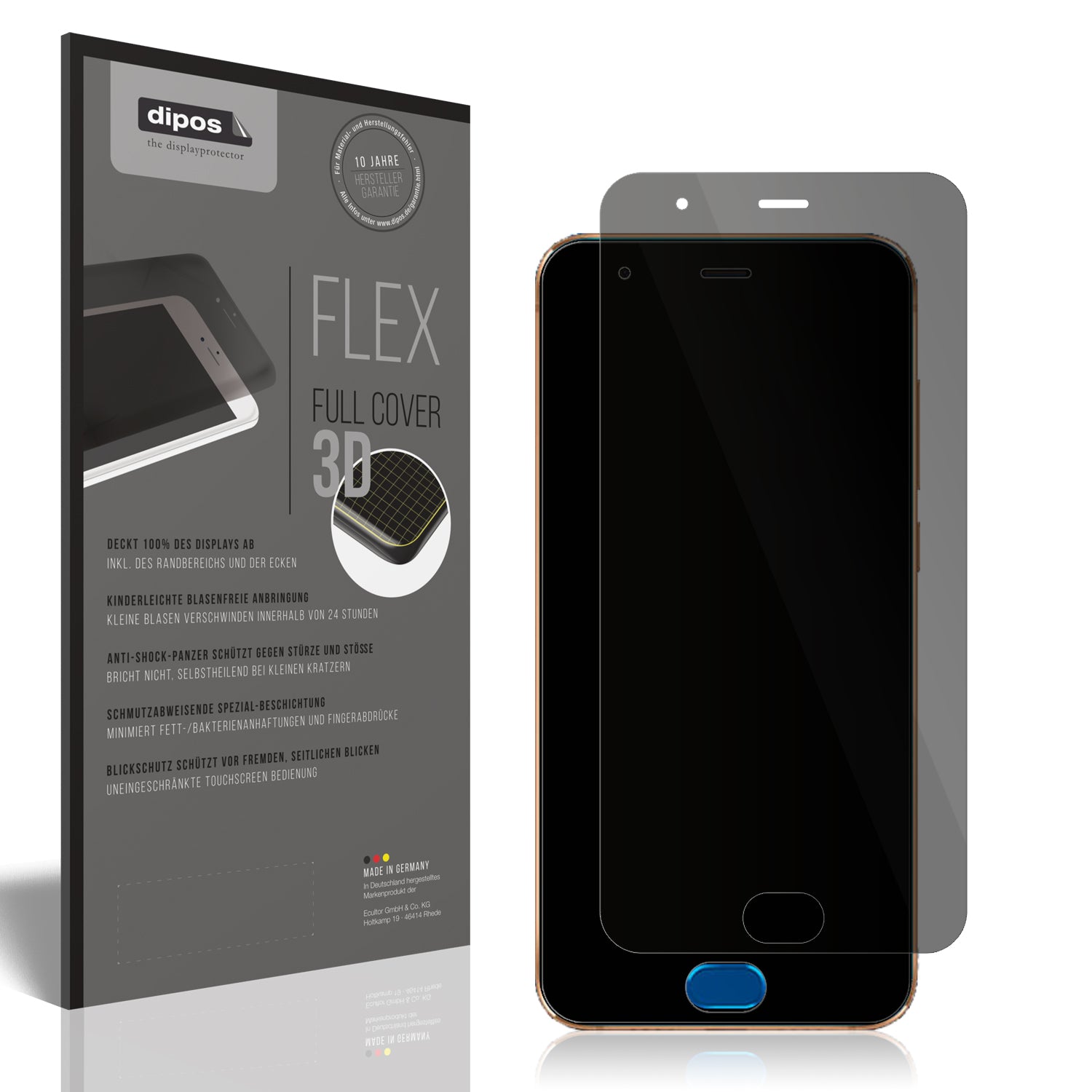 Blickschutzfolie von dipos passend für Xiaomi Mi Note 3, 100% Displayabdeckung und blasenfreie Montage