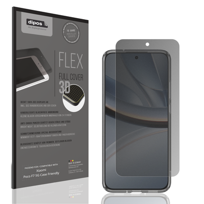 Blickschutzfolie von dipos passend f�r Xiaomi Poco F7 5G Case Friendly, 100% Displayabdeckung und blasenfreie Montage