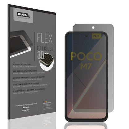 Blickschutzfolie von dipos passend für Xiaomi Poco M7, 100% Displayabdeckung und blasenfreie Montage