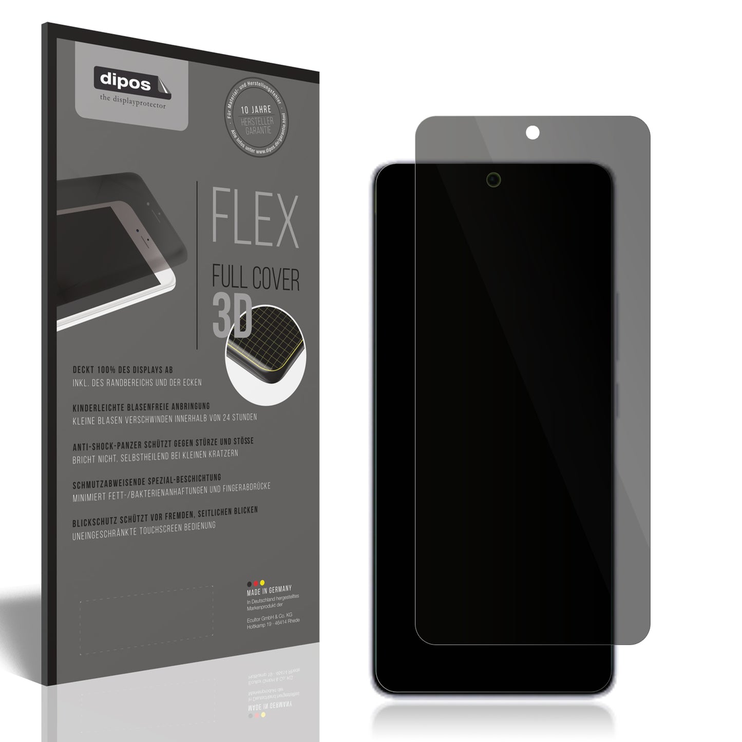 Blickschutzfolie von dipos passend für Xiaomi Redmi Note 13 Pro 5G, 100% Displayabdeckung und blasenfreie Montage