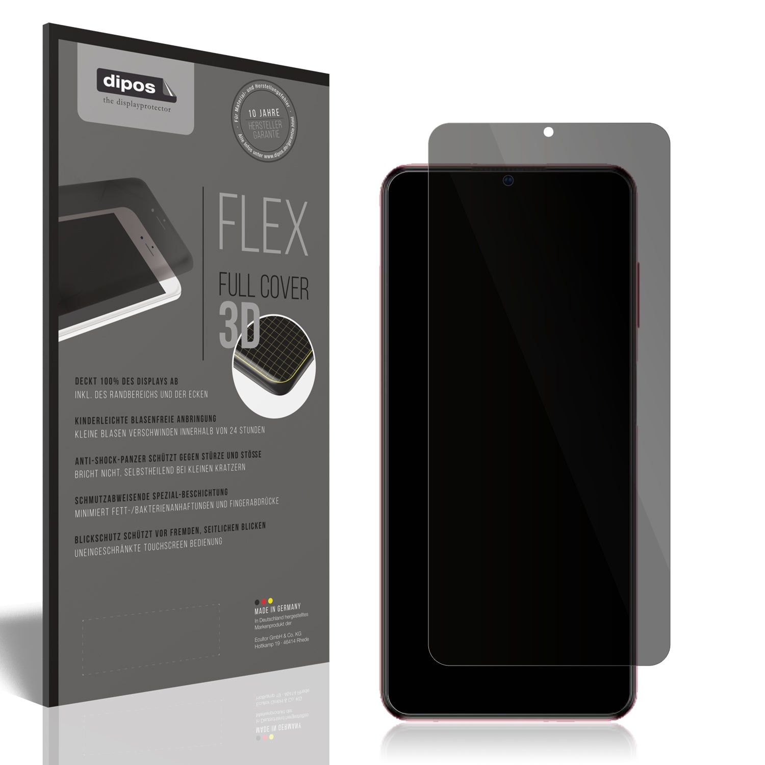 Blickschutzfolie von dipos passend für ZTE Blade V40 Vita, 100% Displayabdeckung und blasenfreie Montage
