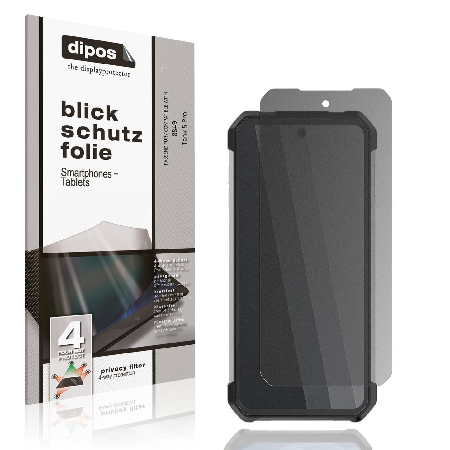 Blickschutzfolie von dipos passend für 8849 Tank 5 Pro, präziser Zuschnitt und blasenfrei montiert