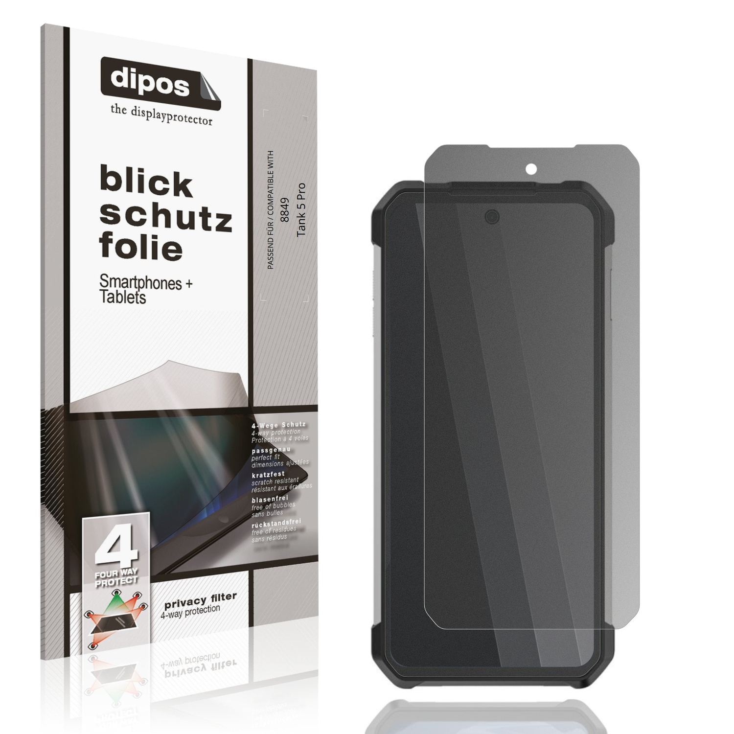 Blickschutzfolie von dipos passend für 8849 Tank 5 Pro, präziser Zuschnitt und blasenfrei montiert