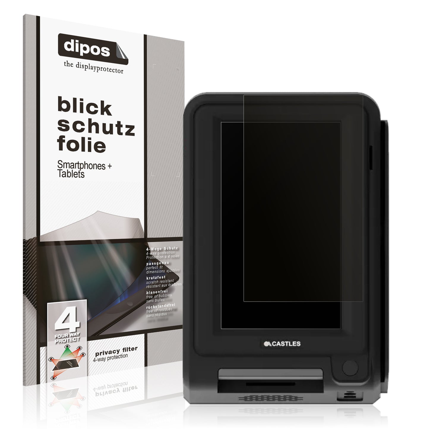 Blickschutzfolie von dipos passend für Adyen S1U2, präziser Zuschnitt und blasenfrei montiert