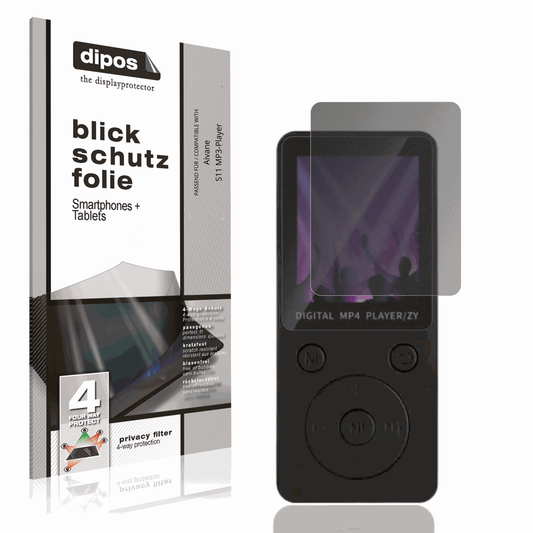 Blickschutzfolie von dipos passend für Aivane S11 MP3-Player, präziser Zuschnitt und blasenfrei montiert