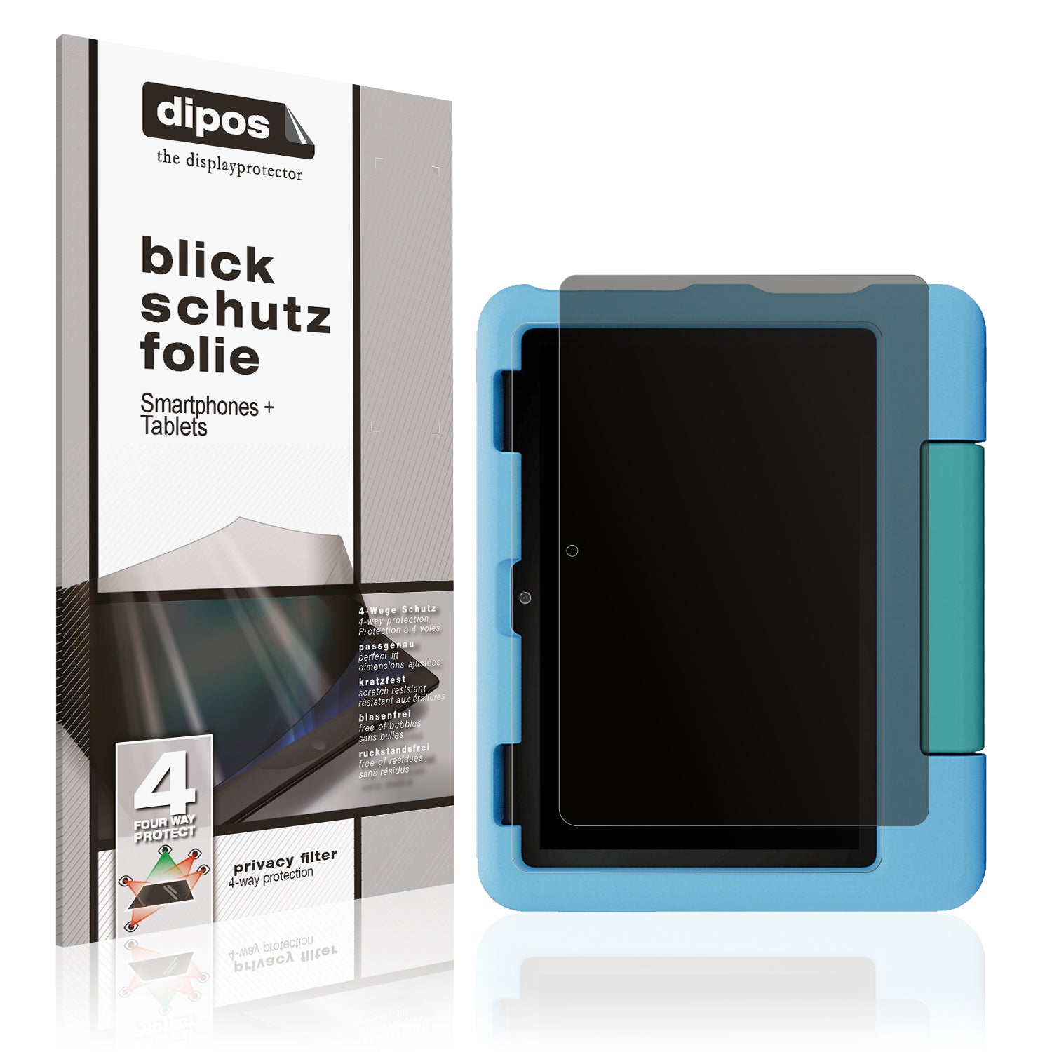 Blickschutzfolie von dipos passend für Amazon Fire HD 8 Kids 2024, präziser Zuschnitt und blasenfrei montiert