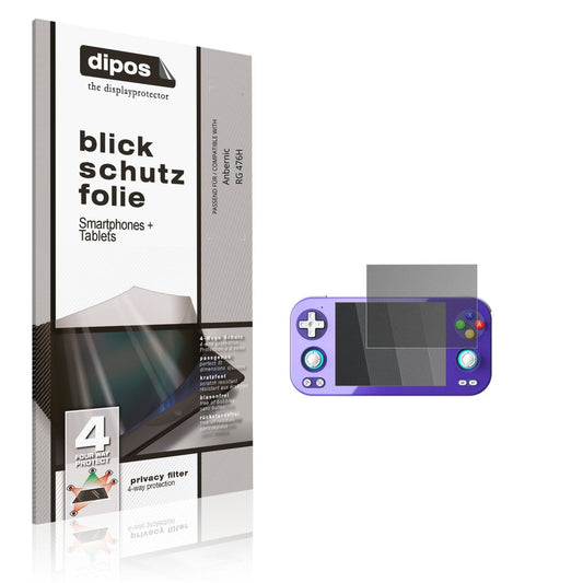 Blickschutzfolie von dipos passend für Anbernic RG 476H, präziser Zuschnitt und blasenfrei montiert
