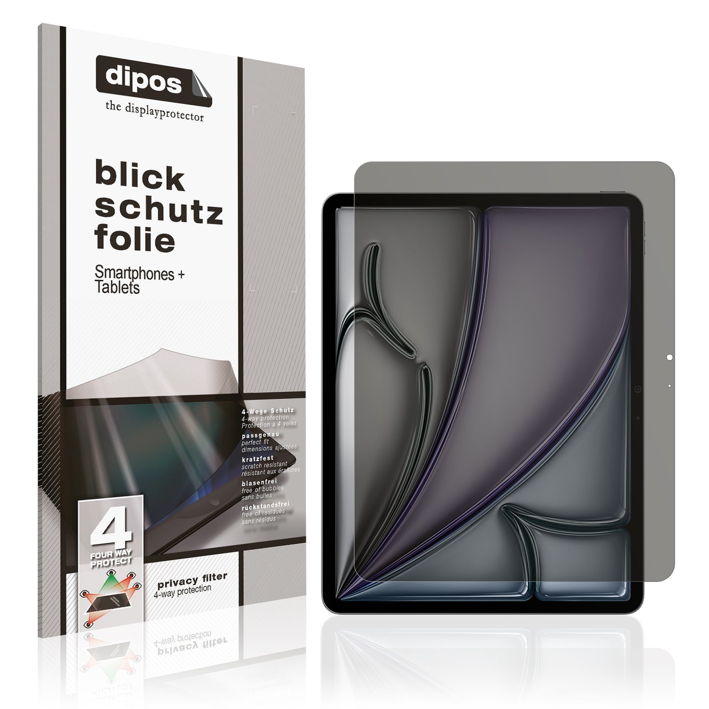 Blickschutzfolie von dipos passend für Apple iPad Air 13 Zoll M2 2024, präziser Zuschnitt und blasenfrei montiert