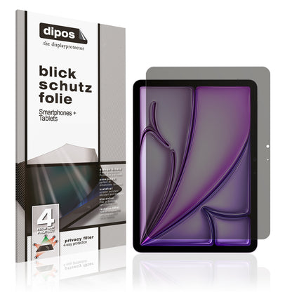 Blickschutzfolie von dipos passend für Apple iPad Air M2 11 Zoll, präziser Zuschnitt und blasenfrei montiert