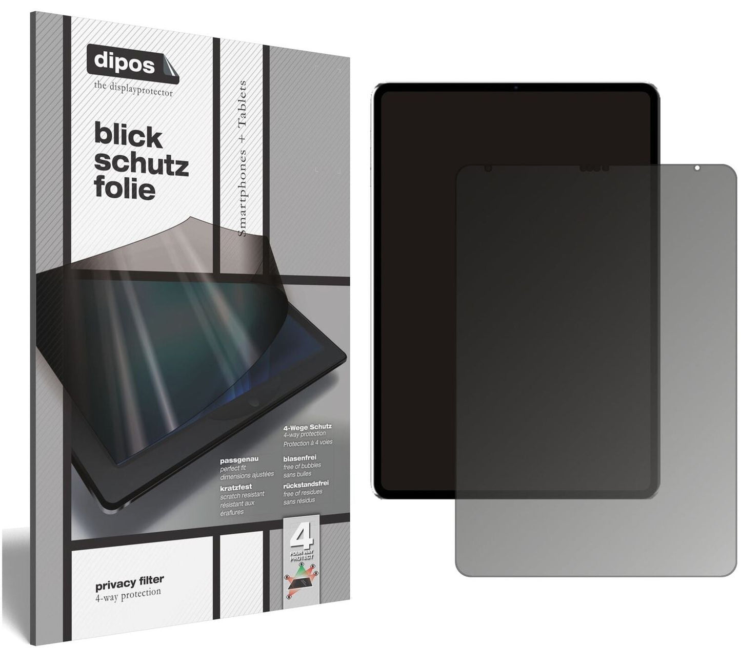 Blickschutzfolie von dipos passend für Apple iPad Pro 11 Zoll (2021), präziser Zuschnitt und blasenfrei montiert