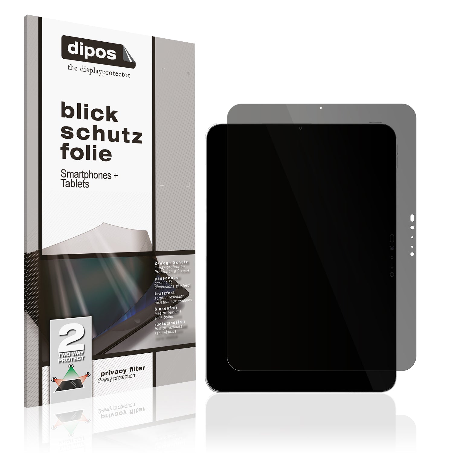 Blickschutzfolie von dipos passend für Apple iPad Pro 13 Zoll M4 2024, präziser Zuschnitt und blasenfrei montiert
